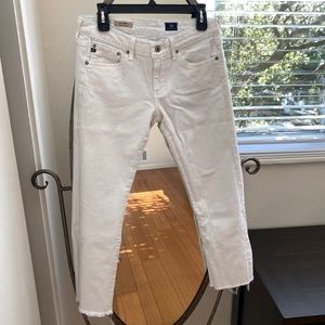 White AG Tomboy jeans with frayed hems size 28